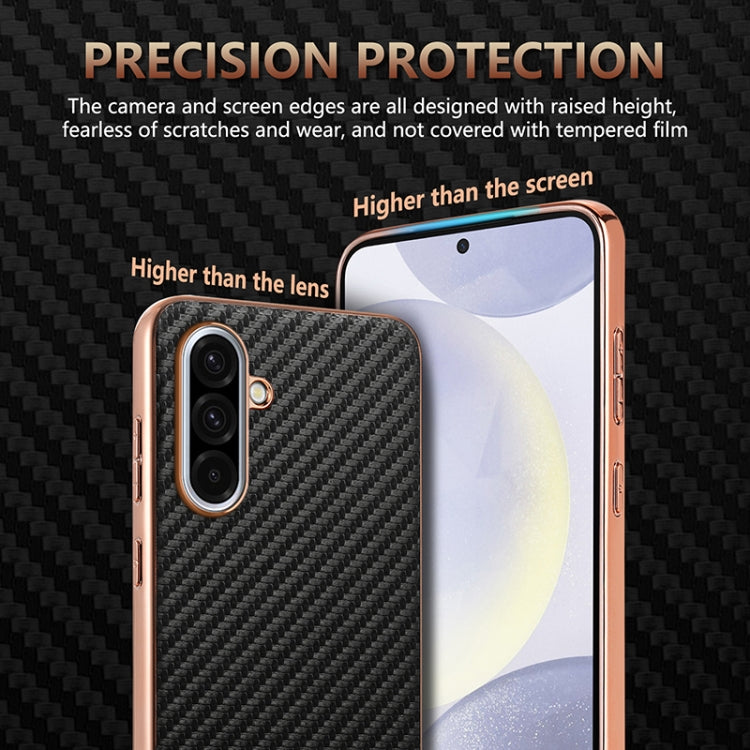 For Samsung Galaxy A36 AZNS Electroplated Edge Carbon Fiber Texture Phone Case