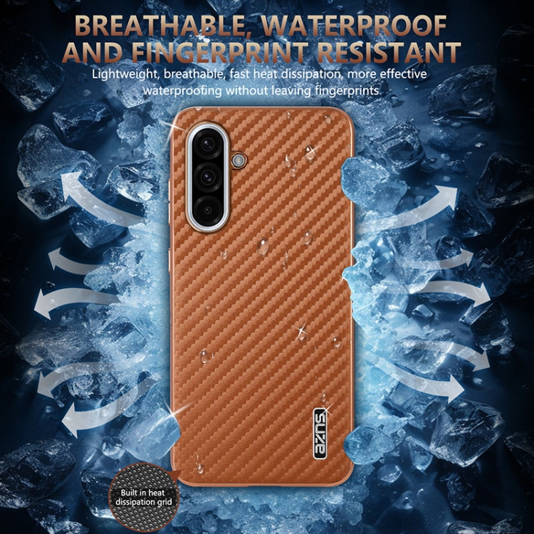 For Samsung Galaxy A36 AZNS Electroplated Edge Carbon Fiber Texture Phone Case