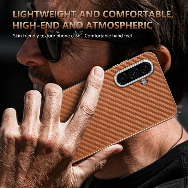 For Samsung Galaxy A36 AZNS Electroplated Edge Carbon Fiber Texture Phone Case