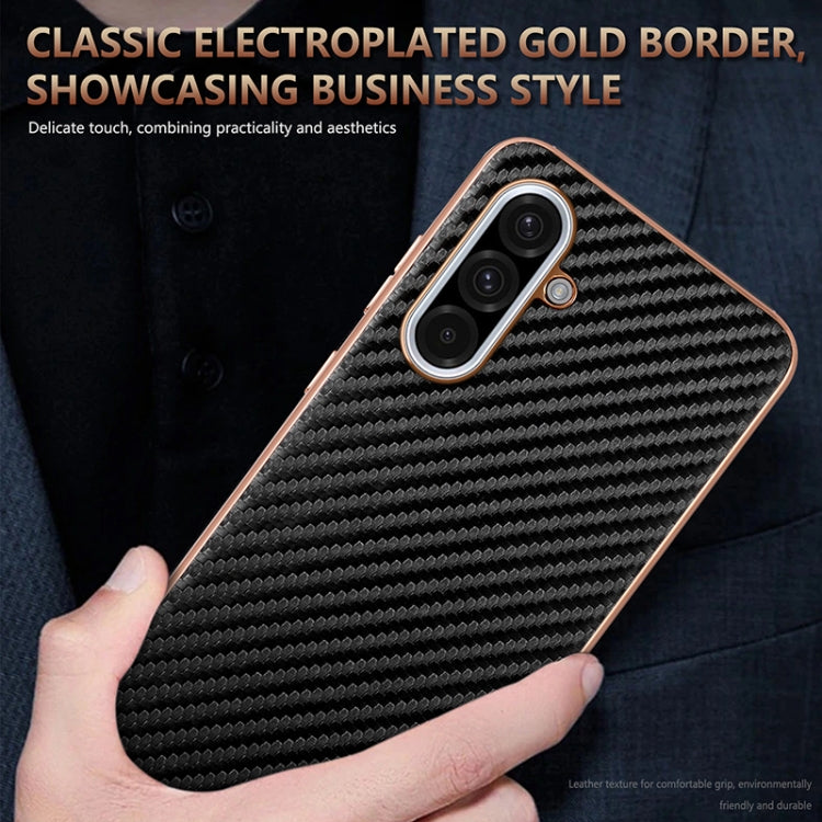 For Samsung Galaxy A36 AZNS Electroplated Edge Carbon Fiber Texture Phone Case