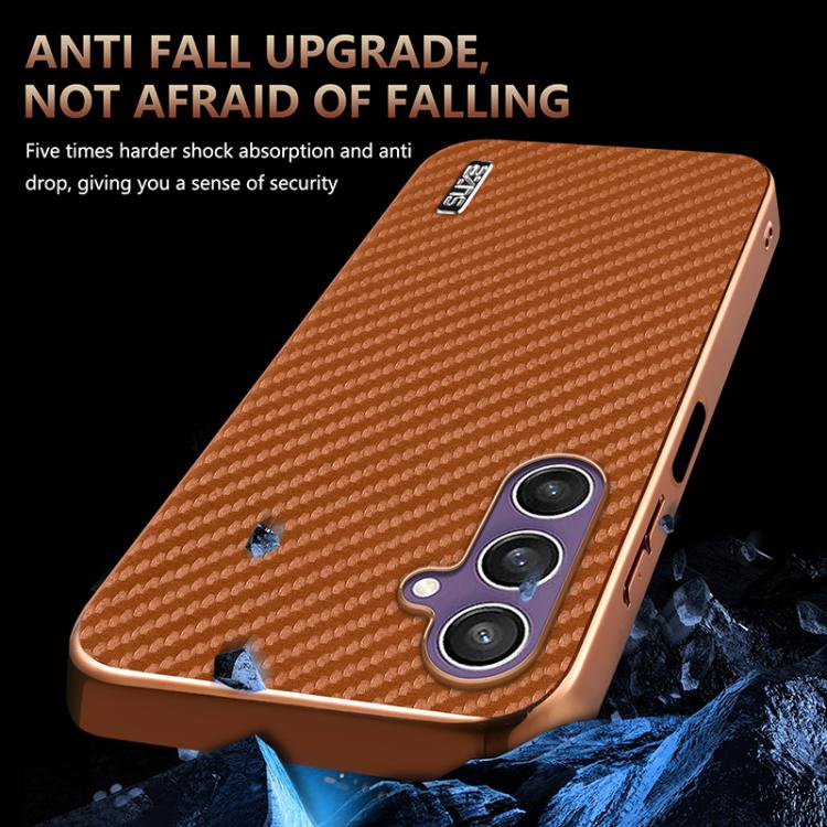 For Samsung Galaxy A05s / M14 AZNS Electroplated Edge Carbon Fiber Texture Phone Case