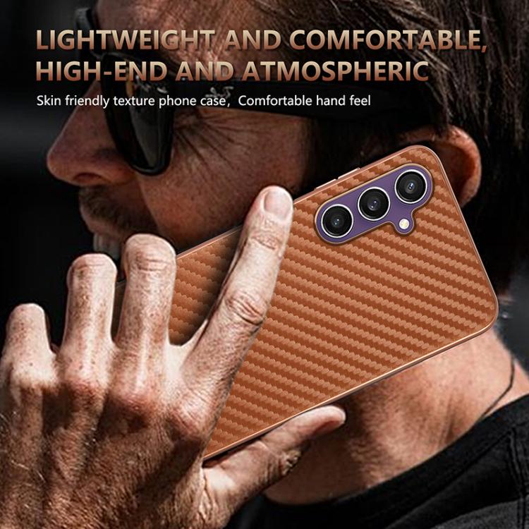For Samsung Galaxy A05s / M14 AZNS Electroplated Edge Carbon Fiber Texture Phone Case