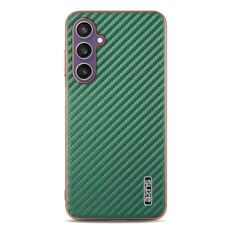 For Samsung Galaxy A05s / M14 AZNS Electroplated Edge Carbon Fiber Texture Phone Case