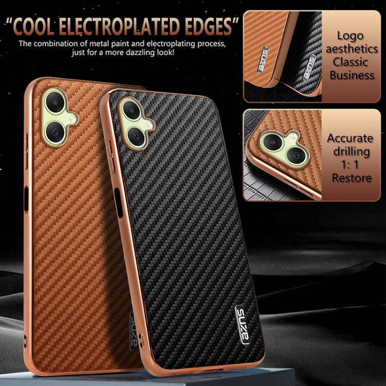 For Samsung Galaxy A06 4G AZNS Electroplated Edge Carbon Fiber Texture Phone Case