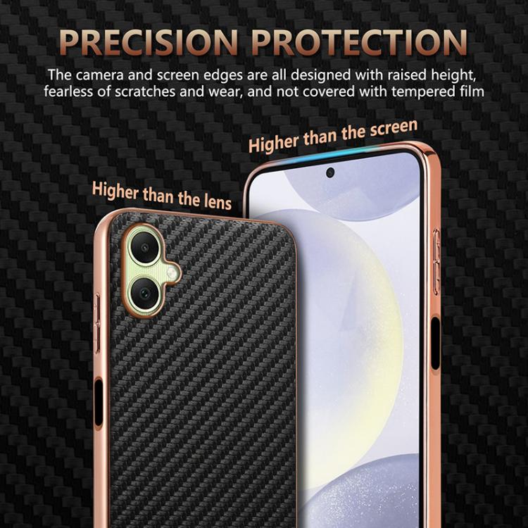 For Samsung Galaxy A06 4G AZNS Electroplated Edge Carbon Fiber Texture Phone Case