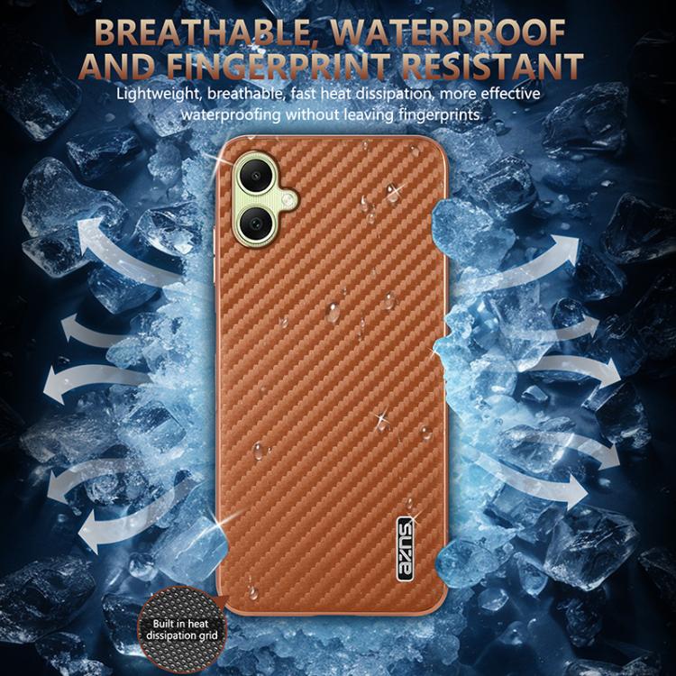 For Samsung Galaxy A06 4G AZNS Electroplated Edge Carbon Fiber Texture Phone Case