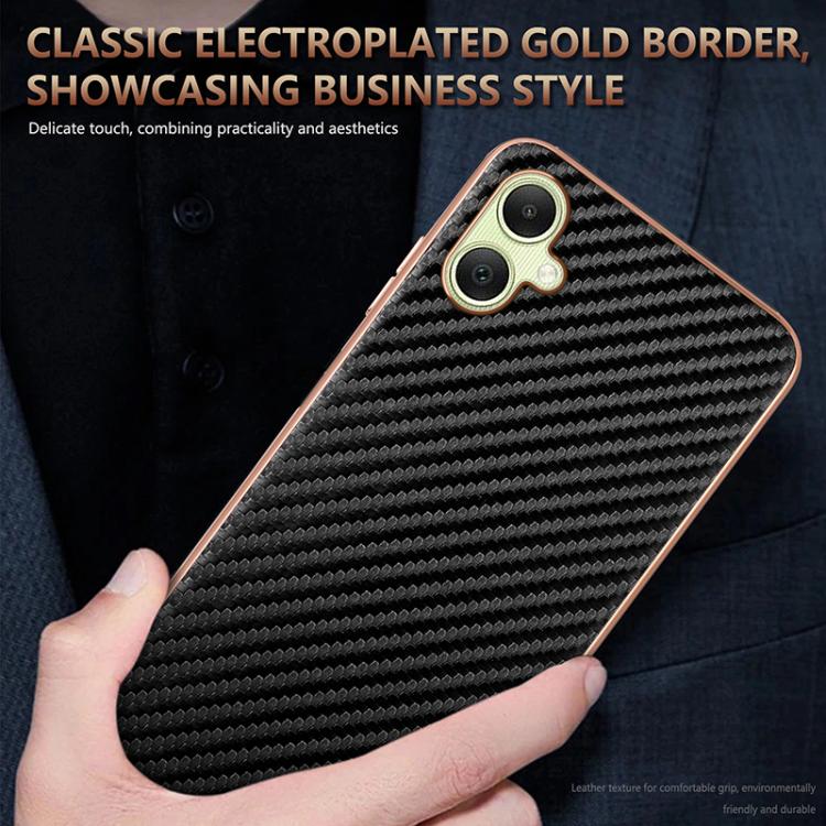 For Samsung Galaxy A06 4G AZNS Electroplated Edge Carbon Fiber Texture Phone Case