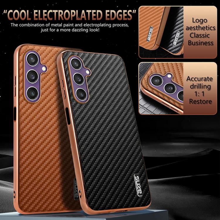 For Samsung Galaxy A16 5G AZNS Electroplated Edge Carbon Fiber Texture Phone Case