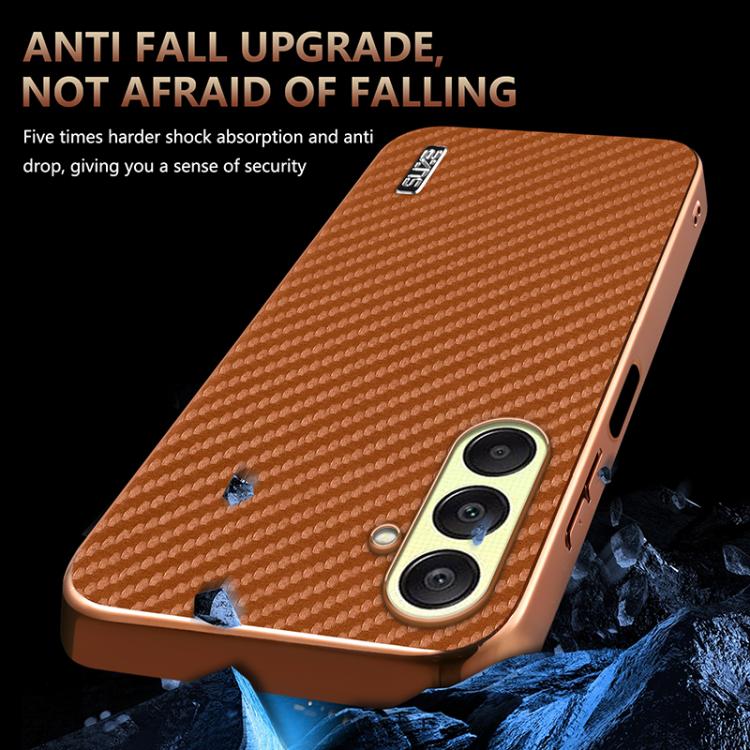 For Samsung Galaxy A26 5G AZNS Electroplated Edge Carbon Fiber Texture Phone Case