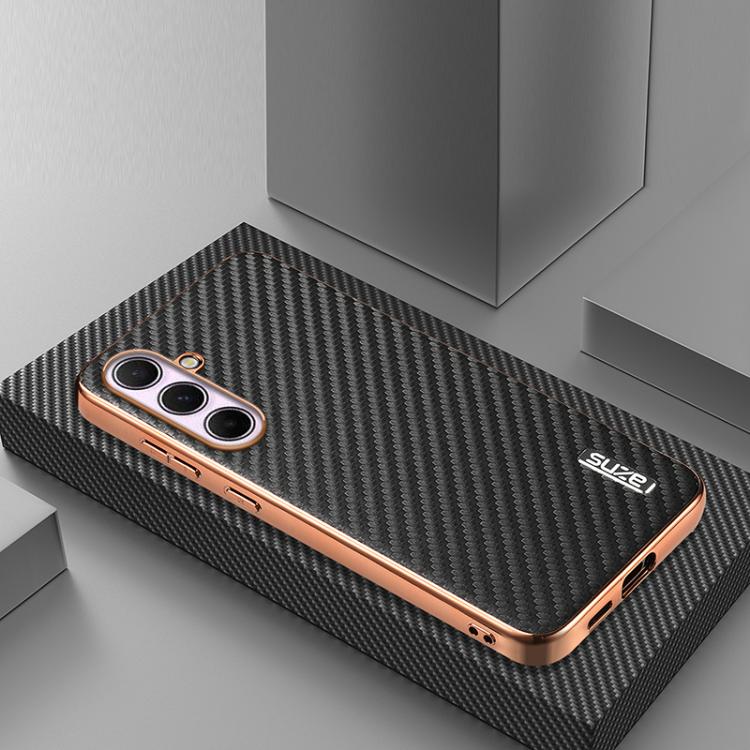 For Samsung Galaxy A56 5G AZNS Electroplated Edge Carbon Fiber Texture Phone Case