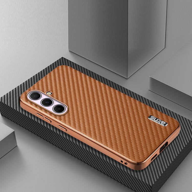 For Samsung Galaxy A56 5G AZNS Electroplated Edge Carbon Fiber Texture Phone Case