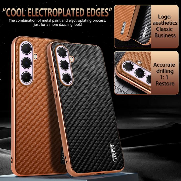 For Samsung Galaxy A56 5G AZNS Electroplated Edge Carbon Fiber Texture Phone Case