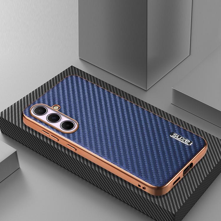 For Samsung Galaxy A56 5G AZNS Electroplated Edge Carbon Fiber Texture Phone Case