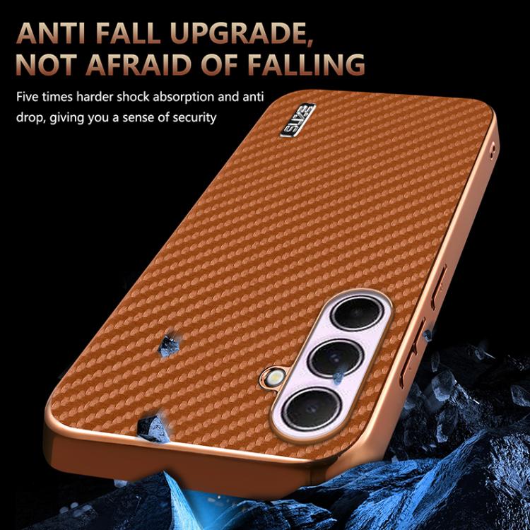 For Samsung Galaxy A56 5G AZNS Electroplated Edge Carbon Fiber Texture Phone Case