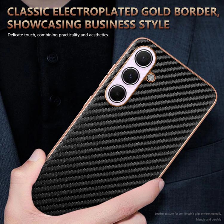 For Samsung Galaxy A56 5G AZNS Electroplated Edge Carbon Fiber Texture Phone Case