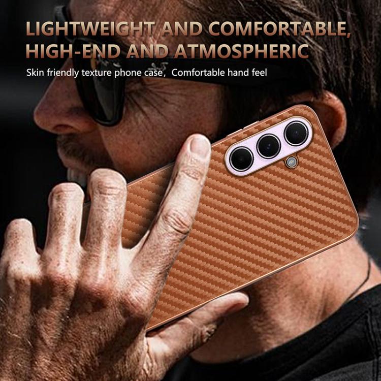 For Samsung Galaxy A56 5G AZNS Electroplated Edge Carbon Fiber Texture Phone Case