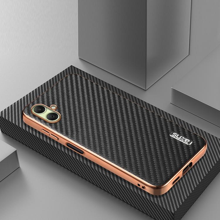 For Samsung Galaxy A07 4G AZNS Electroplated Edge Carbon Fiber Texture Phone Case