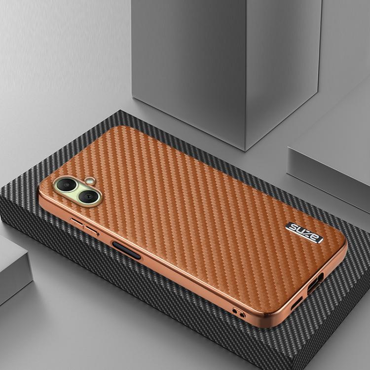 For Samsung Galaxy A07 4G AZNS Electroplated Edge Carbon Fiber Texture Phone Case