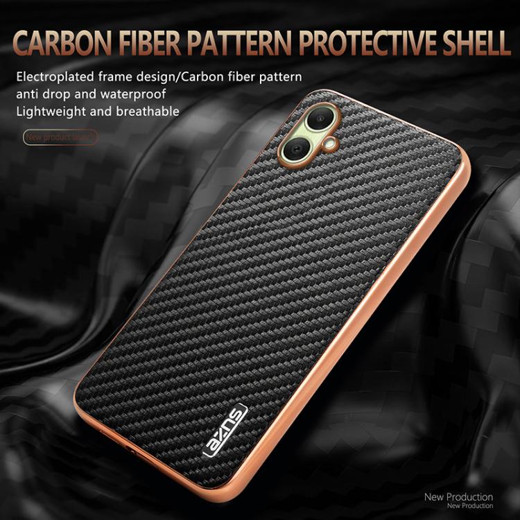 For Samsung Galaxy A07 4G AZNS Electroplated Edge Carbon Fiber Texture Phone Case