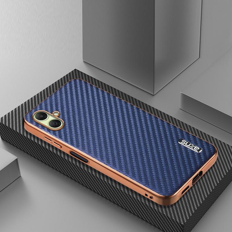 For Samsung Galaxy A07 4G AZNS Electroplated Edge Carbon Fiber Texture Phone Case