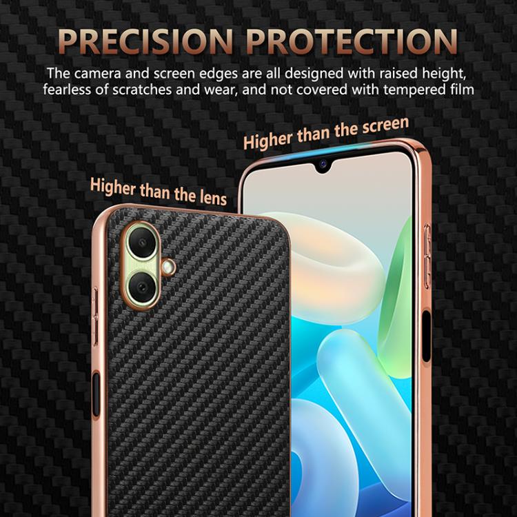For Samsung Galaxy A07 4G AZNS Electroplated Edge Carbon Fiber Texture Phone Case