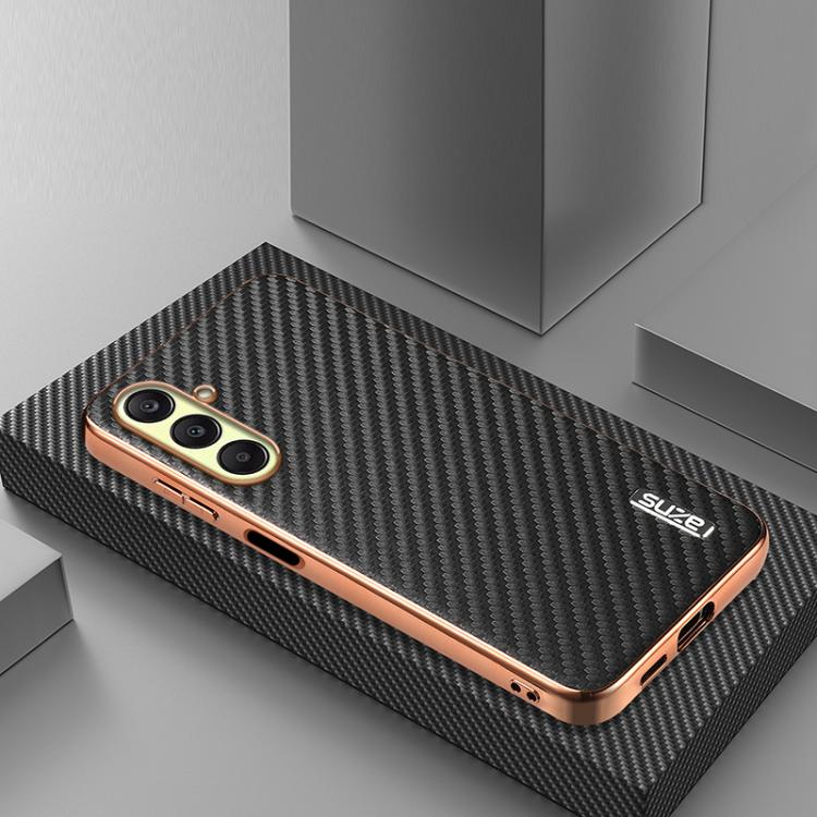 For Samsung Galaxy A17 4G / 5G AZNS Electroplated Edge Carbon Fiber Texture Phone Case