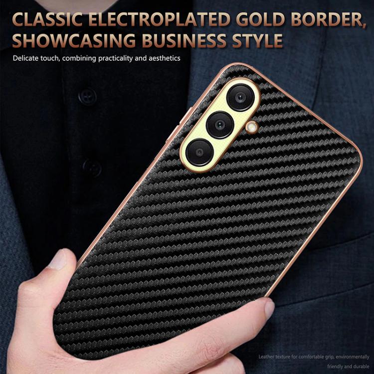 For Samsung Galaxy A17 4G / 5G AZNS Electroplated Edge Carbon Fiber Texture Phone Case