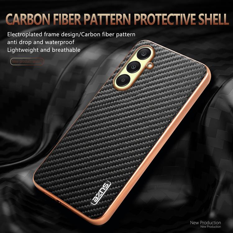 For Samsung Galaxy A17 4G / 5G AZNS Electroplated Edge Carbon Fiber Texture Phone Case
