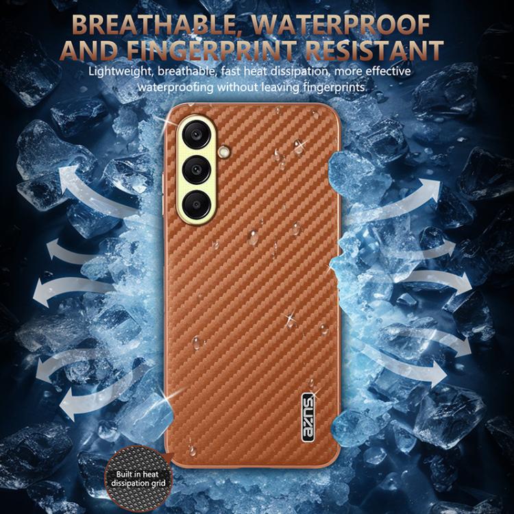 For Samsung Galaxy A17 4G / 5G AZNS Electroplated Edge Carbon Fiber Texture Phone Case
