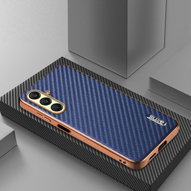 For Samsung Galaxy A17 4G / 5G AZNS Electroplated Edge Carbon Fiber Texture Phone Case