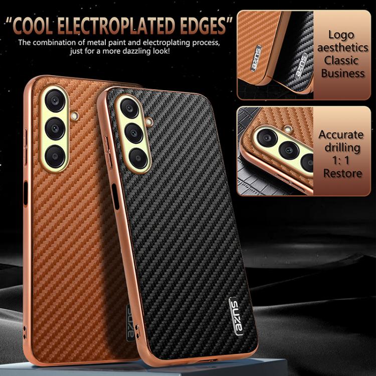 For Samsung Galaxy A17 4G / 5G AZNS Electroplated Edge Carbon Fiber Texture Phone Case