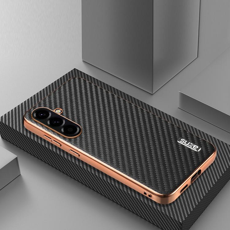 For Samsung Galaxy A37 5G AZNS Electroplated Edge Carbon Fiber Texture Phone Case