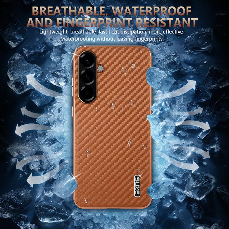 For Samsung Galaxy A37 5G AZNS Electroplated Edge Carbon Fiber Texture Phone Case