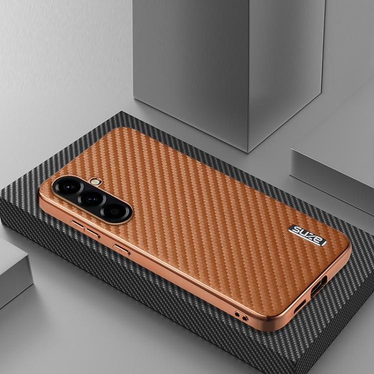 For Samsung Galaxy A37 5G AZNS Electroplated Edge Carbon Fiber Texture Phone Case