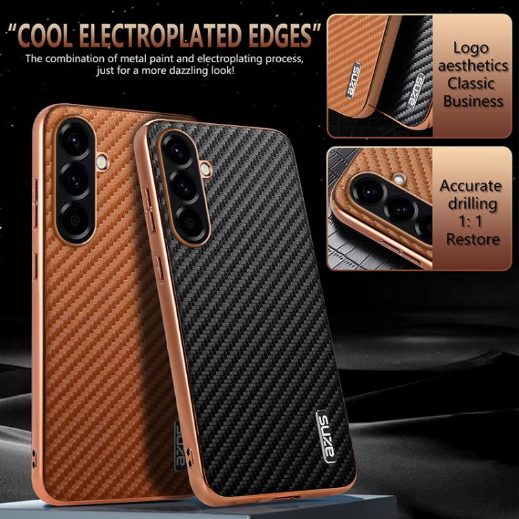 For Samsung Galaxy A37 5G AZNS Electroplated Edge Carbon Fiber Texture Phone Case