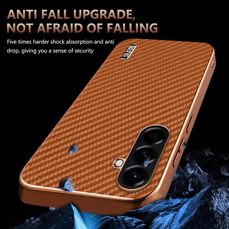For Samsung Galaxy A37 5G AZNS Electroplated Edge Carbon Fiber Texture Phone Case