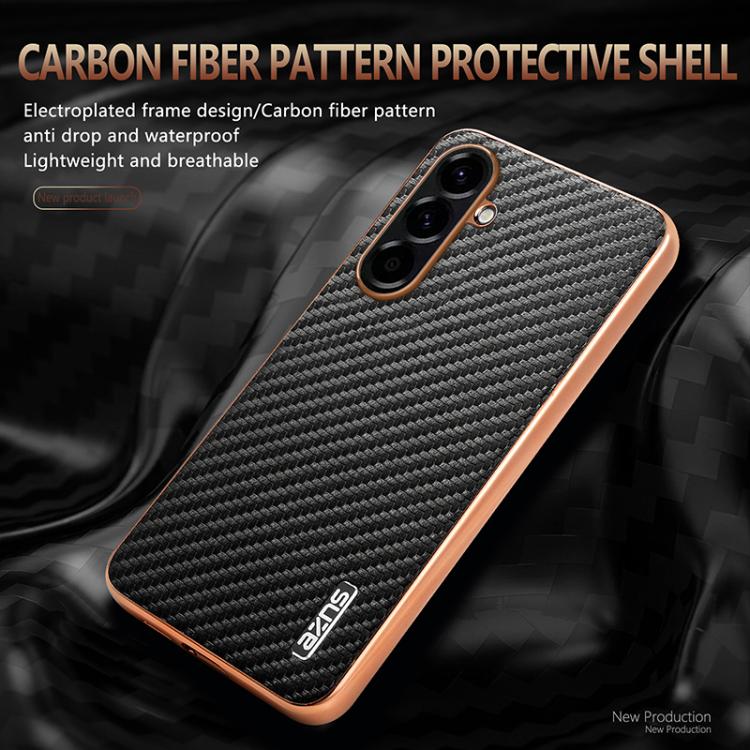 For Samsung Galaxy A57 5G AZNS Electroplated Edge Carbon Fiber Texture Phone Case