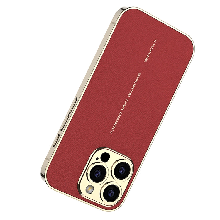 For iPhone 16 Pro GKK Plated Plain Leather Shockproof Phone Case