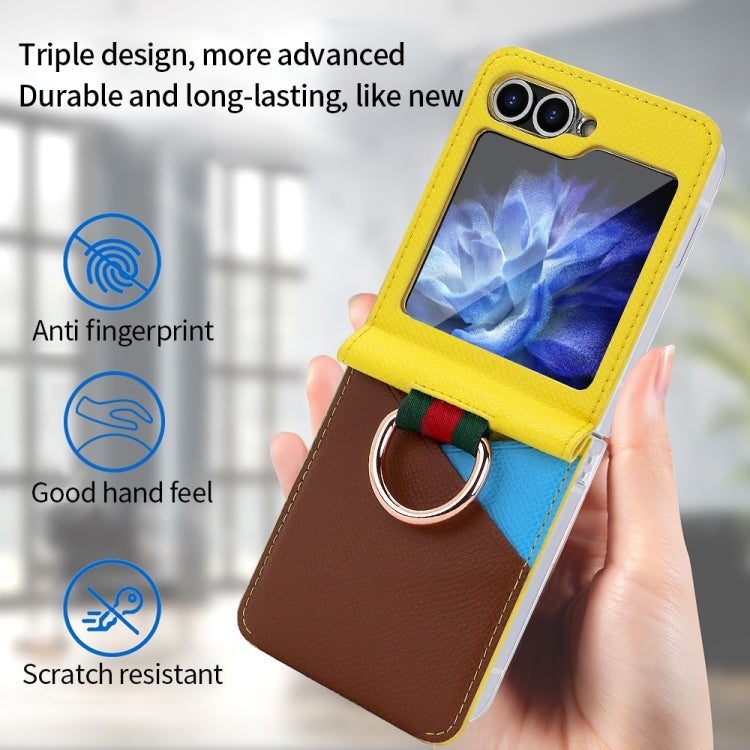 For Samsung Galaxy Z Flip6 / Flip7 FE VIETAO Metal Ring Card Slot PU Phone Case