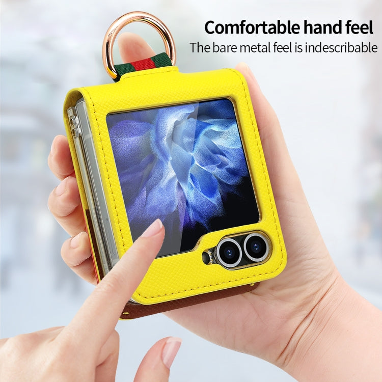 For Samsung Galaxy Z Flip6 / Flip7 FE VIETAO Metal Ring Card Slot PU Phone Case