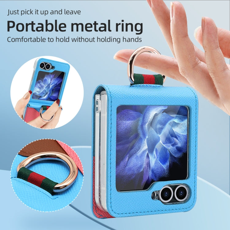 For Samsung Galaxy Z Flip5 VIETAO Metal Ring Card Slot PU Phone Case