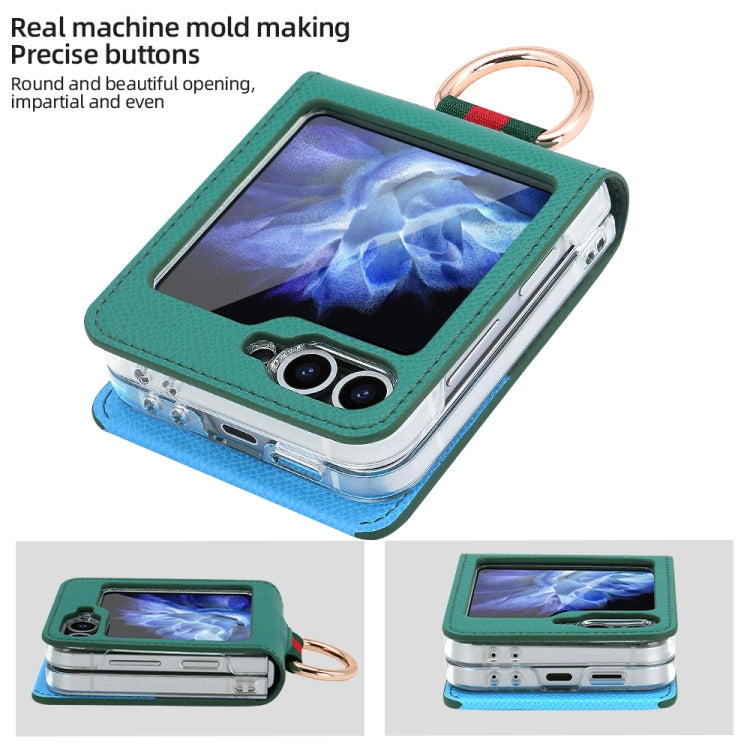 For Samsung Galaxy Z Flip5 VIETAO Metal Ring Card Slot PU Phone Case