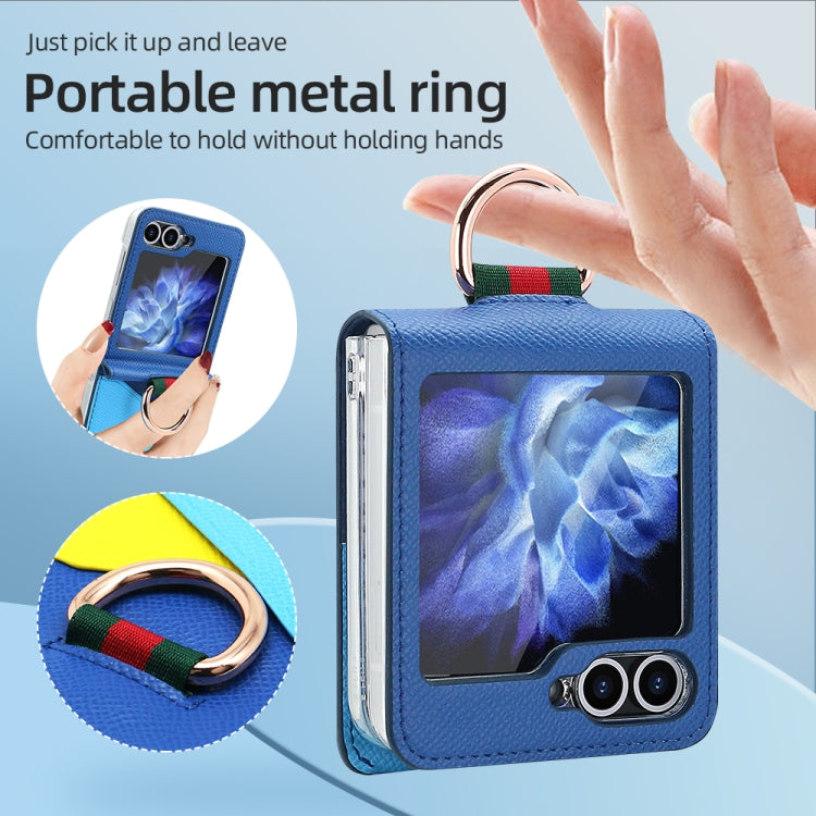 For Samsung Galaxy Z Flip5 VIETAO Metal Ring Card Slot PU Phone Case