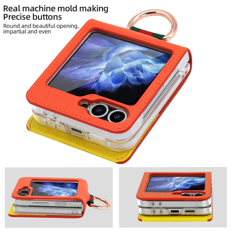 For Samsung Galaxy Z Flip5 VIETAO Metal Ring Card Slot PU Phone Case