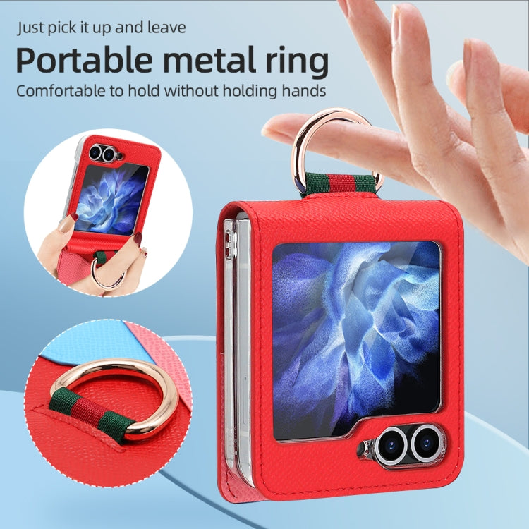 For Samsung Galaxy Z Flip5 VIETAO Metal Ring Card Slot PU Phone Case