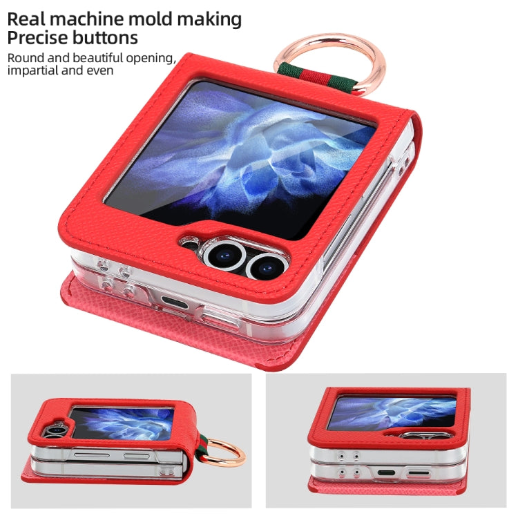 For Samsung Galaxy Z Flip5 VIETAO Metal Ring Card Slot PU Phone Case