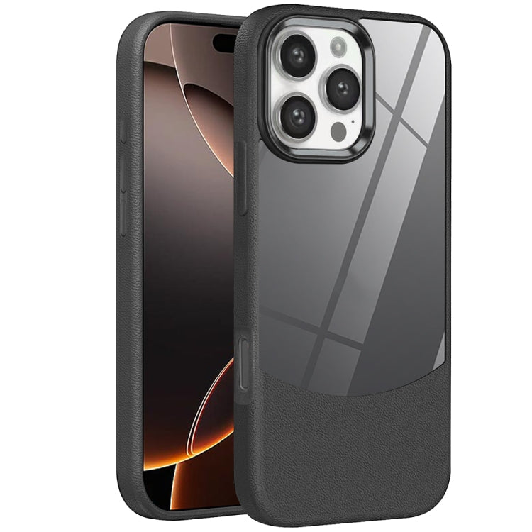 For iPhone 16 Pro Max Litchi Texture TPU Hybrid Acrylic Phone Case
