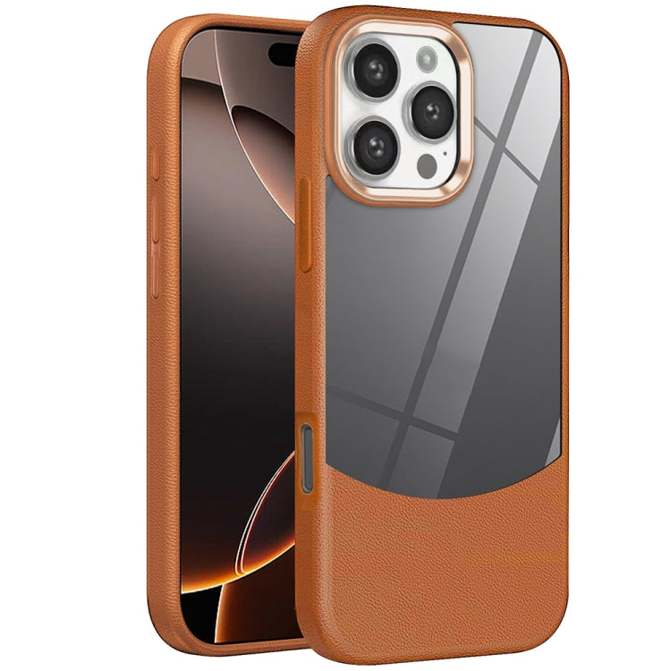 For iPhone 16 Pro Litchi Texture TPU Hybrid Acrylic Phone Case