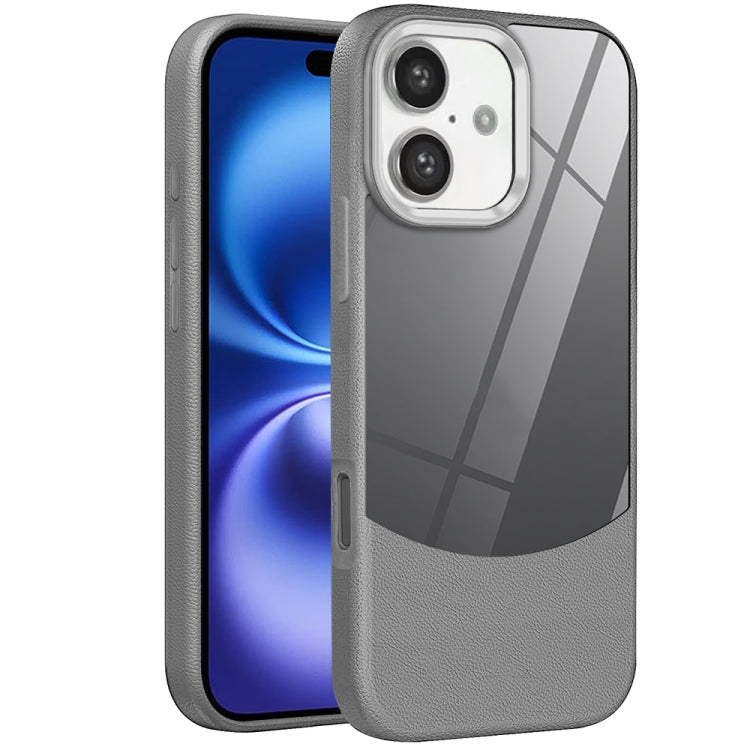 For iPhone 16 Plus Litchi Texture TPU Hybrid Acrylic Phone Case