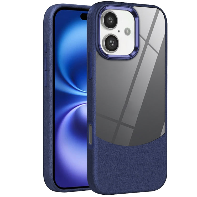 For iPhone 16 Plus Litchi Texture TPU Hybrid Acrylic Phone Case